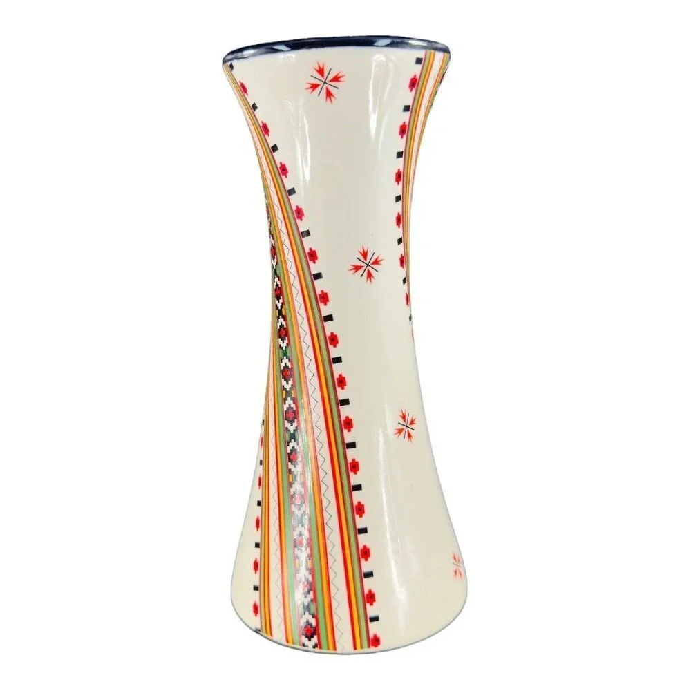German‎ Style Poppy Ceramic Vase Colorful Multicolor Pattern Border Flower Vase